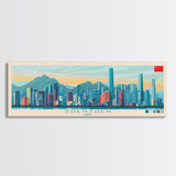 Panoramic Travel Poster Shenzhen, China Canvas Print, Shenzhen, China Painting, China Art, Shenzhen Travel Art, Guest Room Painting