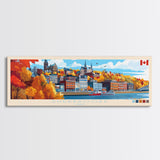 Sherbrooke, Canada Panoramic Travel Poster Canvas Print, Sherbrooke, Canada Painting, Canada Art, Sherbrooke Panoramic Travel Art, Travel Painting