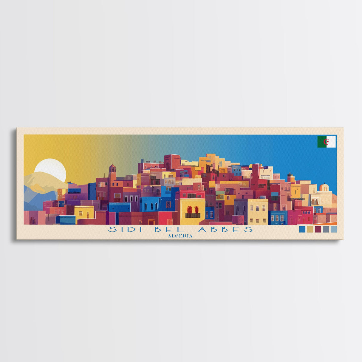 Sidi bel Abbes, Algeria Travel Poster Panoramic Canvas Print, Sidi bel Abbes, Algeria Painting, Algeria Art, Sidi bel Abbes Travel Art, Guest Room Painting