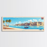 Suez, Egypt Travel Poster Panoramic Canvas Print, Suez, Egypt Painting, Egypt Art, Suez Travel Art, Guest Room Painting