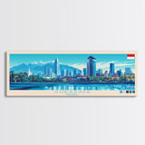 Surabaya, Indonesia Panoramic Travel Poster Canvas Print, Surabaya, Indonesia Painting, Indonesia Art, Surabaya Travel Art, Guest Room Painting