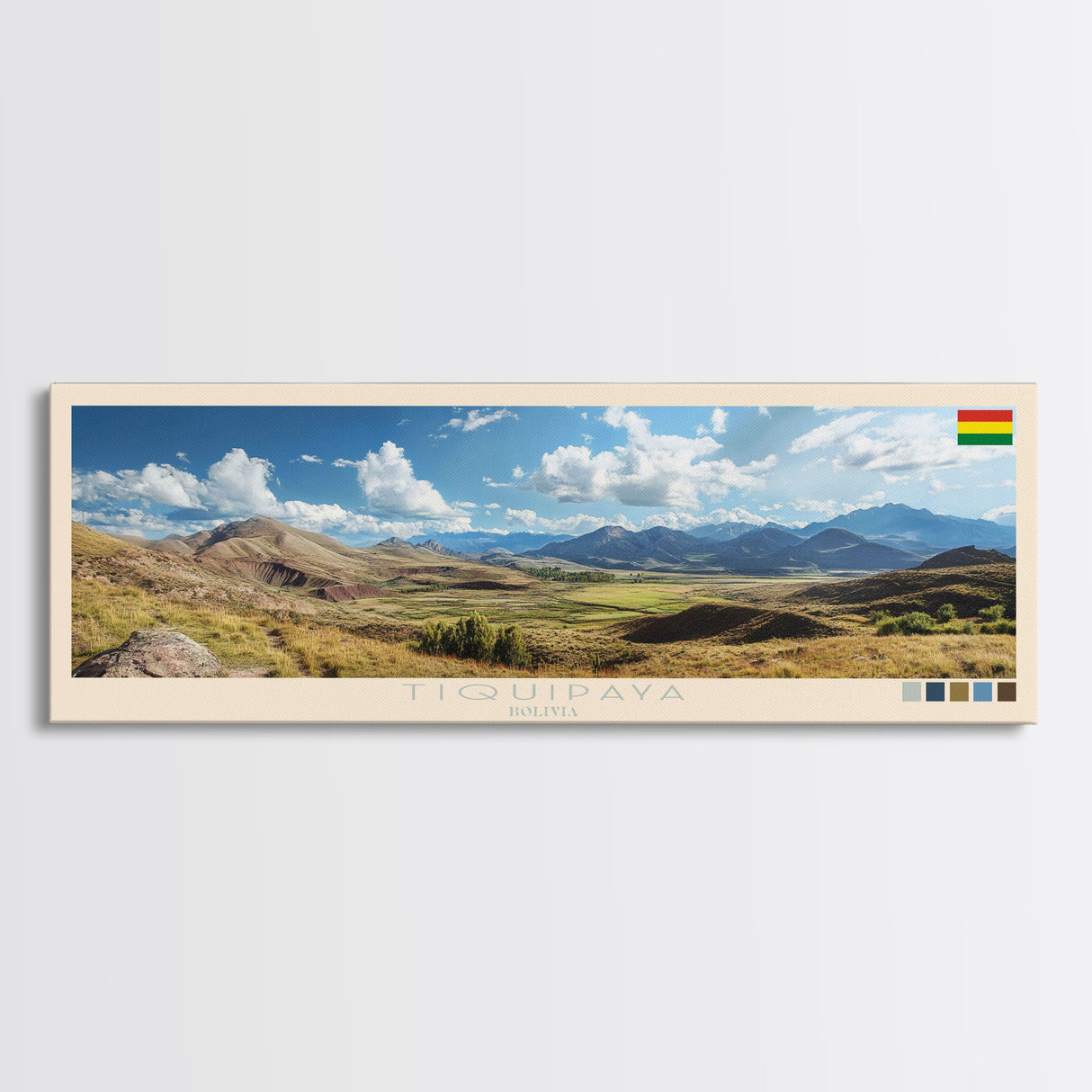 Tiquipaya, Bolivia Panoramic Travel Poster Canvas Print, Tiquipaya, Bolivia Painting, Bolivia Art, Tiquipaya Travel Art, Guest Room Painting