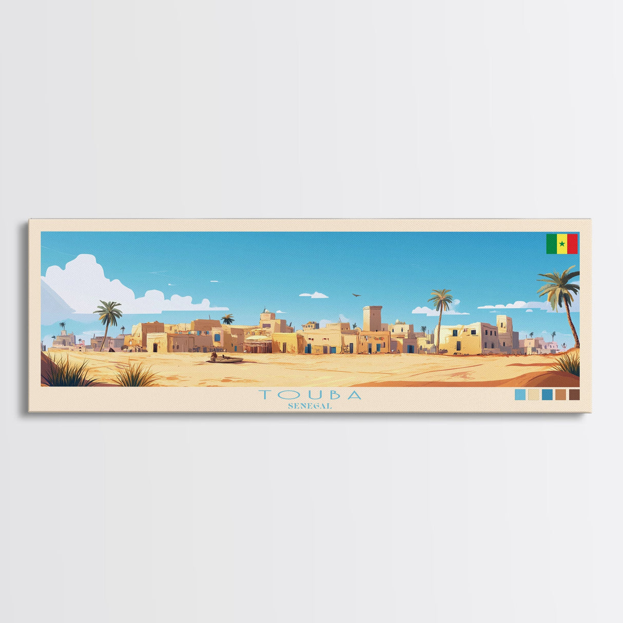 Touba, Senegal Travel Poster Panoramic Canvas Print, Touba, Senegal Painting, Senegal Art, Touba Travel Art, Guest Room Painting