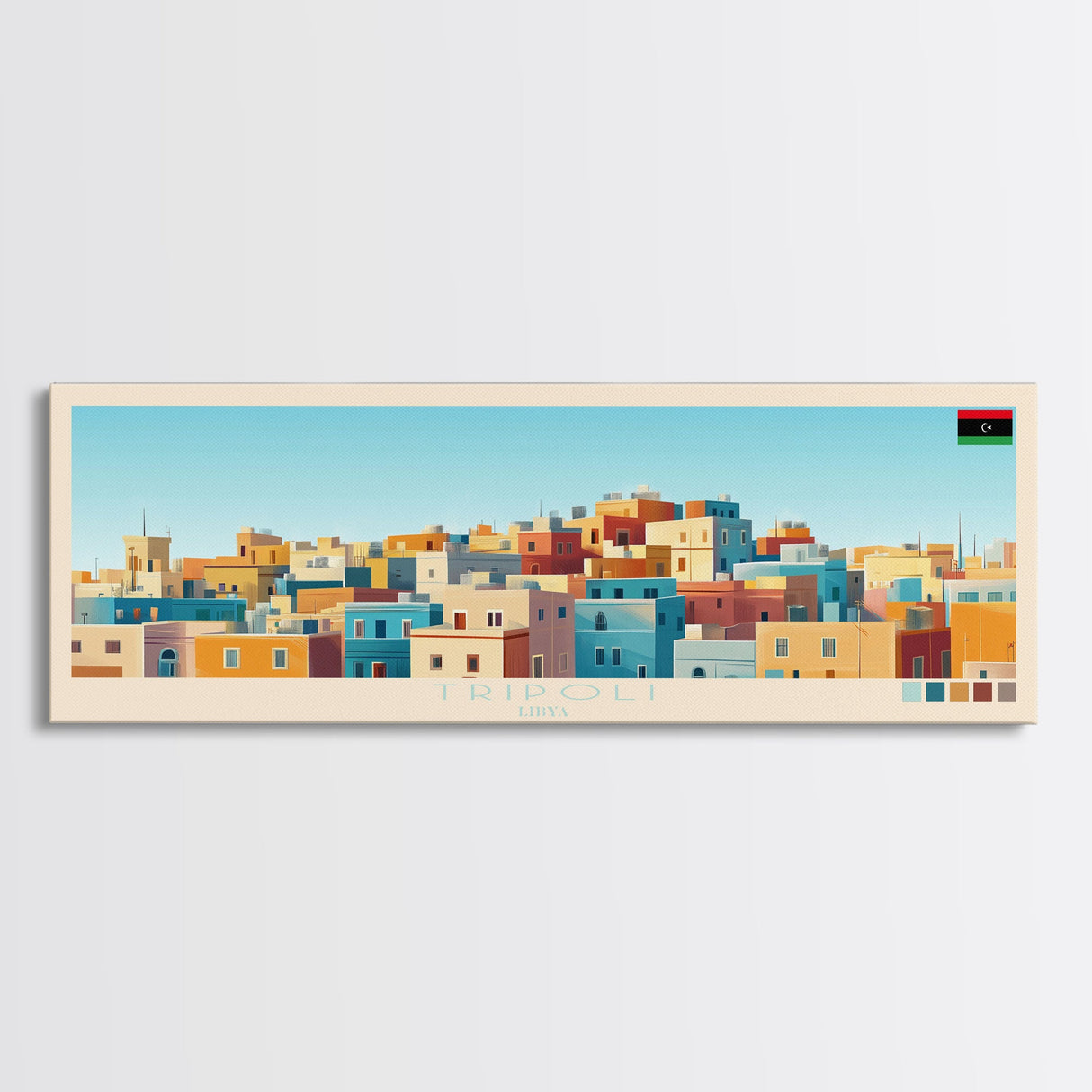 Panoramic Travel Poster Tripoli, Libya Canvas Print, Tripoli, Libya Painting, Libya Art, Tripoli Travel Art, Guest Room Painting