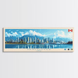 Vancouver, Canada Panoramic Travel Poster Canvas Print, Vancouver, Canada Painting, Canada Art, Vancouver Travel Art, Guest Room Painting