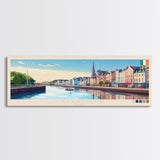 Waterford, Ireland Panoramic Travel Poster Canvas Print, Waterford, Ireland Painting, Ireland Art, Waterford Travel Art, Guest Room Painting