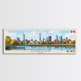 Windsor, Canada Panoramic Travel Poster Canvas Print, Windsor, Canada Painting, Canada Art, Windsor Panoramic Travel Art, Travel Painting