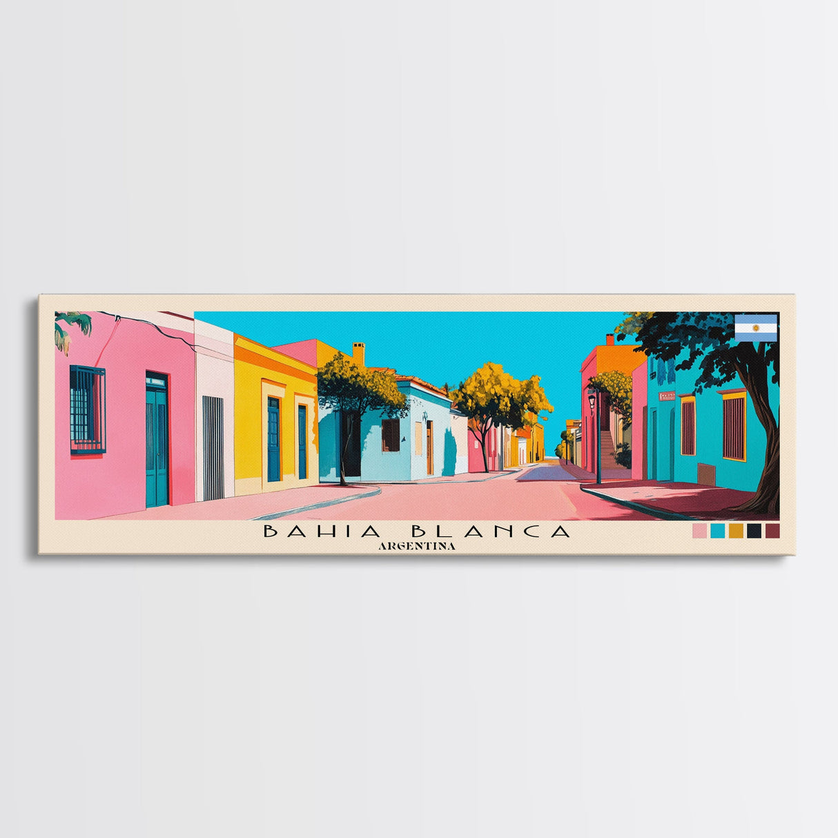 Bahia Blanca, Argentina Panoramic Canvas Print, Bahia Blanca, Argentina Painting, Argentina Art, Bahia Blanca Travel Poster, Travel Art, Guest Room Painting