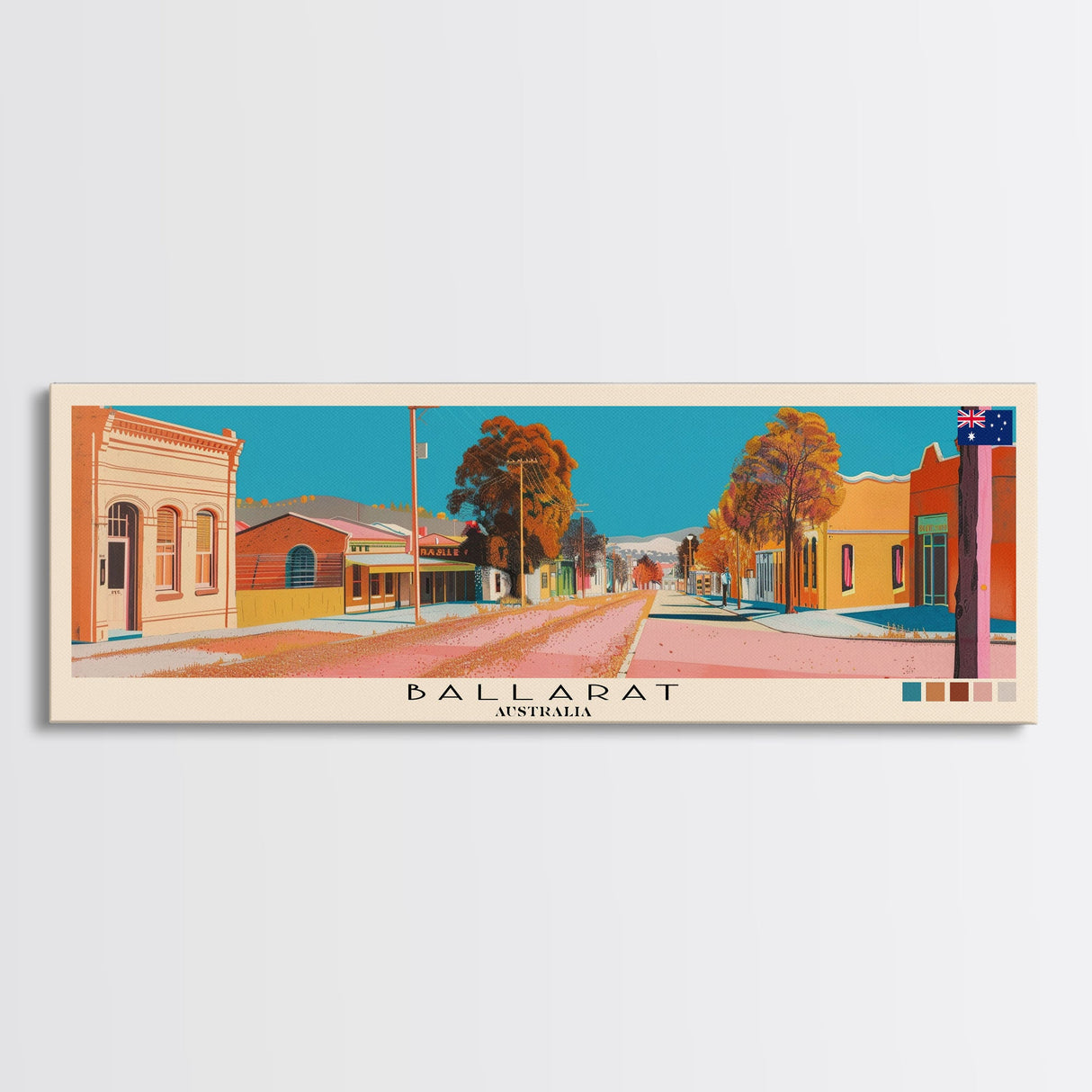 Ballarat, Australia Panoramic Canvas Print, Ballarat, Australia Painting, Australia Art, Ballarat Travel Poster, Travel Art, Housewarming Gift