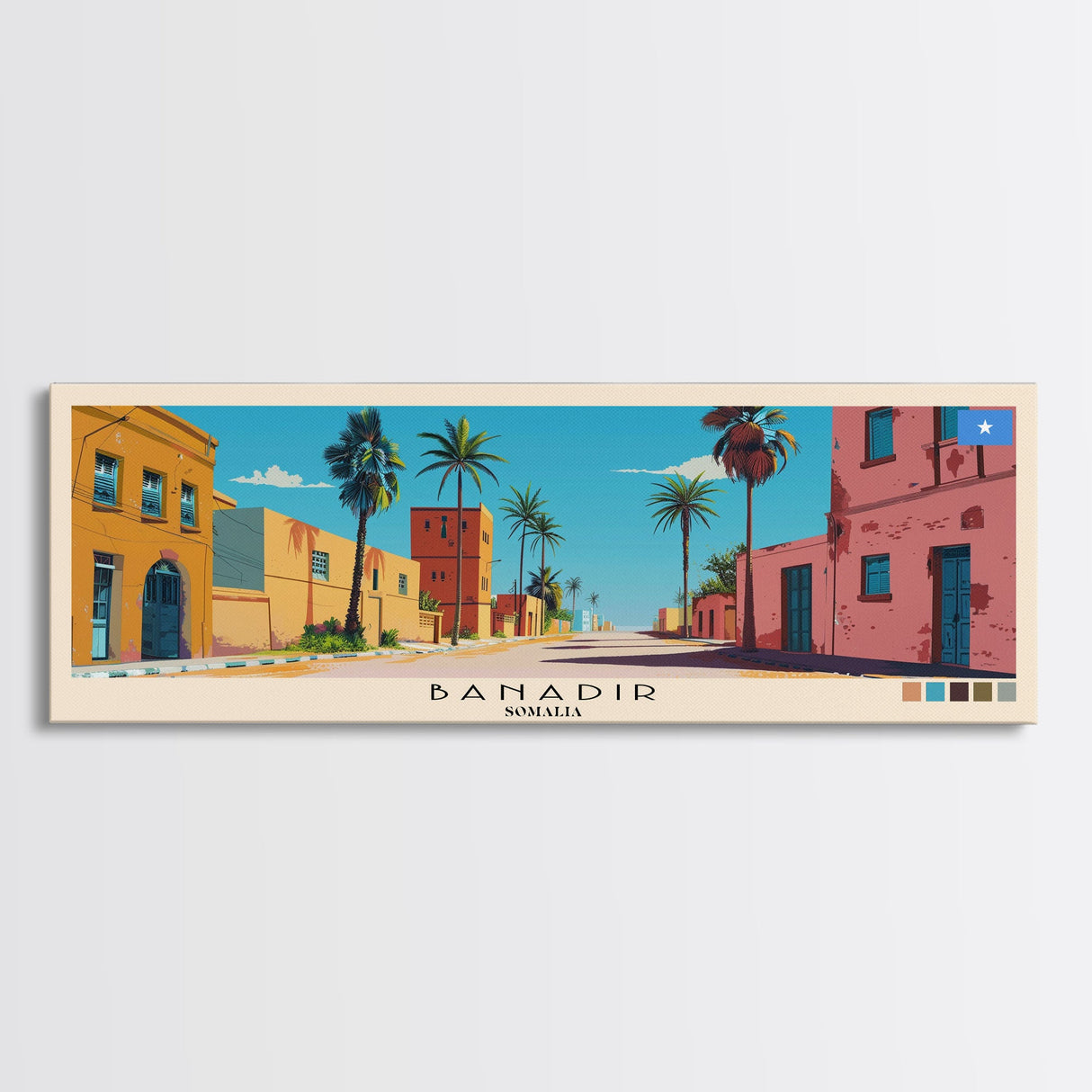 Banadir, Somalia Panoramic Canvas Print, Banadir, Somalia Painting, Somalia Art, Banadir Travel Poster, Travel Art, Living Room Painting