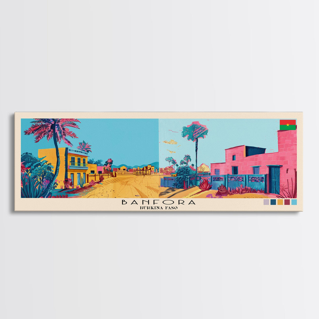 Banfora, Burkina Faso Panoramic Canvas Print, Banfora, Burkina Faso Painting, Burkina Faso Art, Banfora Travel Poster, Travel Art, Guest Room Painting