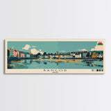 Bangor, Wales Panoramic Canvas Print, Bangor, Wales Painting, Wales Art, Bangor Travel Poster, Travel Art, Housewarming Gift