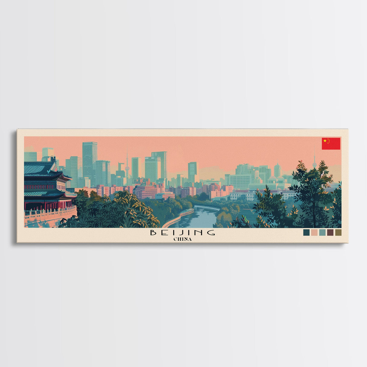 Beijing, China Panoramic Canvas Print, Beijing, China Painting, China Art, Beijing Travel Poster, Travel Art, Housewarming Gift