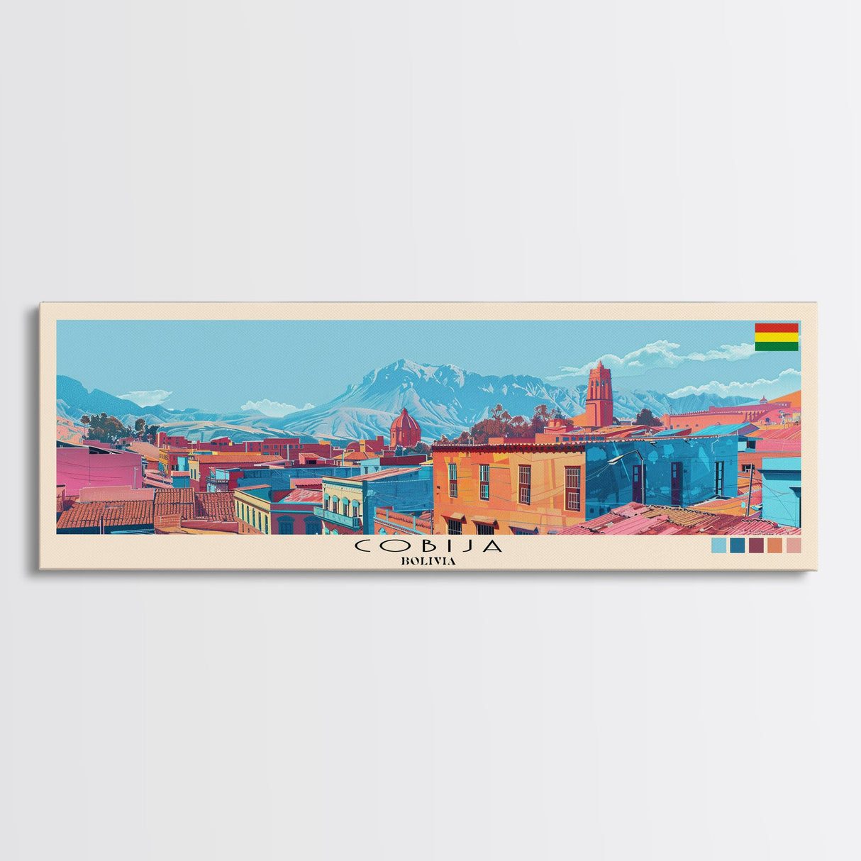 Cobija, Bolivia Panoramic Canvas Print, Cobija, Bolivia Painting, Bolivia Art, Cobija Travel Poster, Travel Art, Vacation Gift