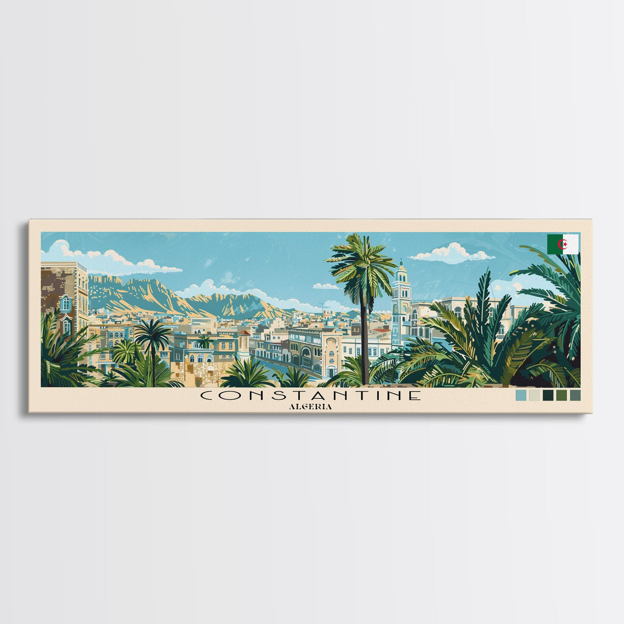 Constantine, Algeria Panoramic Canvas Print, Constantine, Algeria Painting, Algeria Art, Constantine Travel Poster, Travel Art, Housewarming Gift