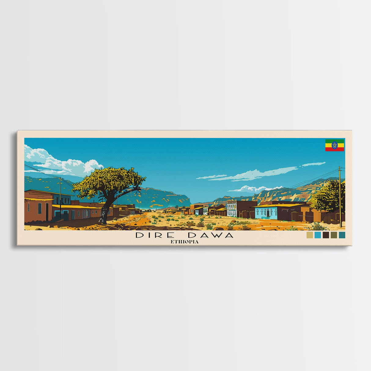 Dire Dawa, Ethiopia Panoramic Canvas Print, Dire Dawa, Ethiopia Painting, Ethiopia Art, Dire Dawa Travel Poster, Travel Art, Vacation Gift