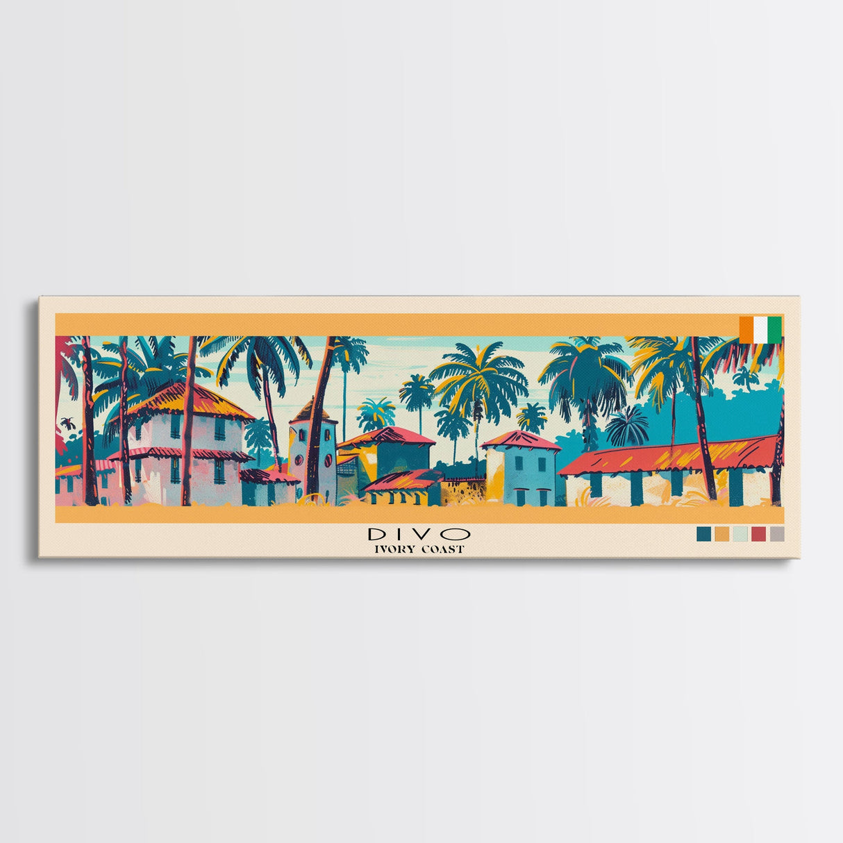 Divo, Ivory Coast Panoramic Canvas Print, Divo, Ivory Coast Painting, Ivory Coast Art, Divo Travel Poster, Travel Art, Living Room Painting