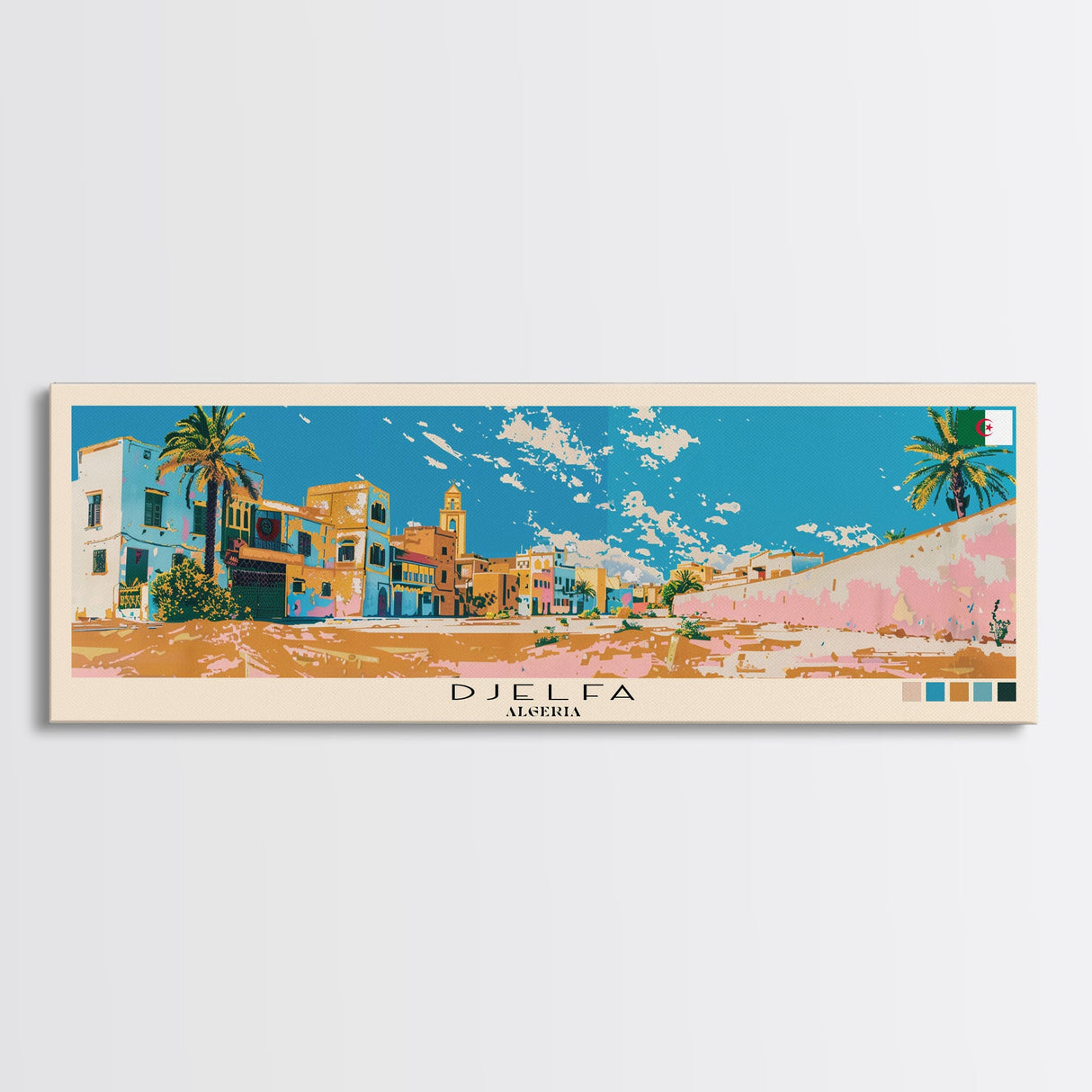 Djelfa, Algeria Panoramic Canvas Print, Djelfa, Algeria Painting, Algeria Art, Djelfa Travel Poster, Travel Art, Housewarming Gift