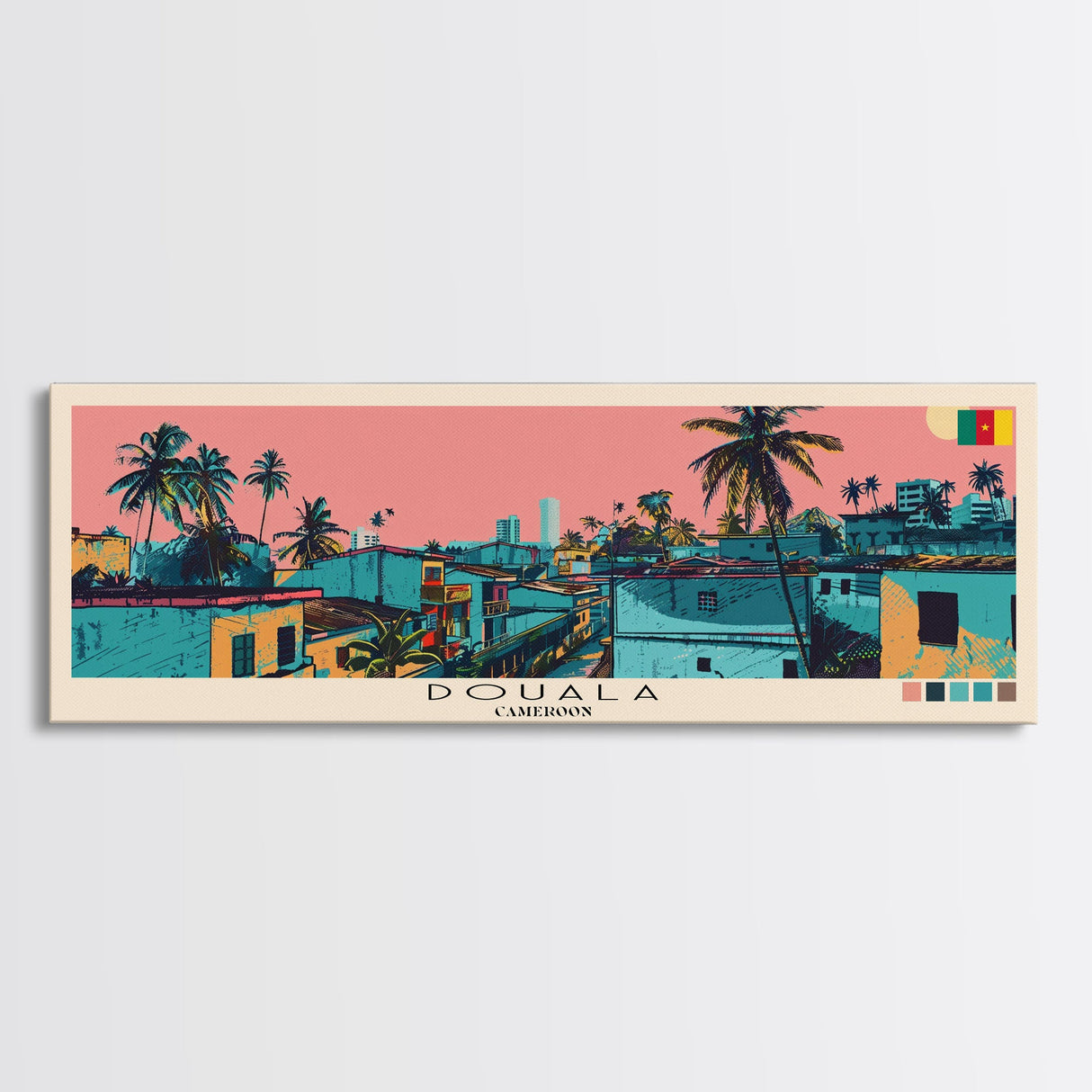 Douala, Cameroon Panoramic Canvas Print, Douala, Cameroon Painting, Cameroon Art, Douala Travel Poster, Travel Art, Vacation Gift