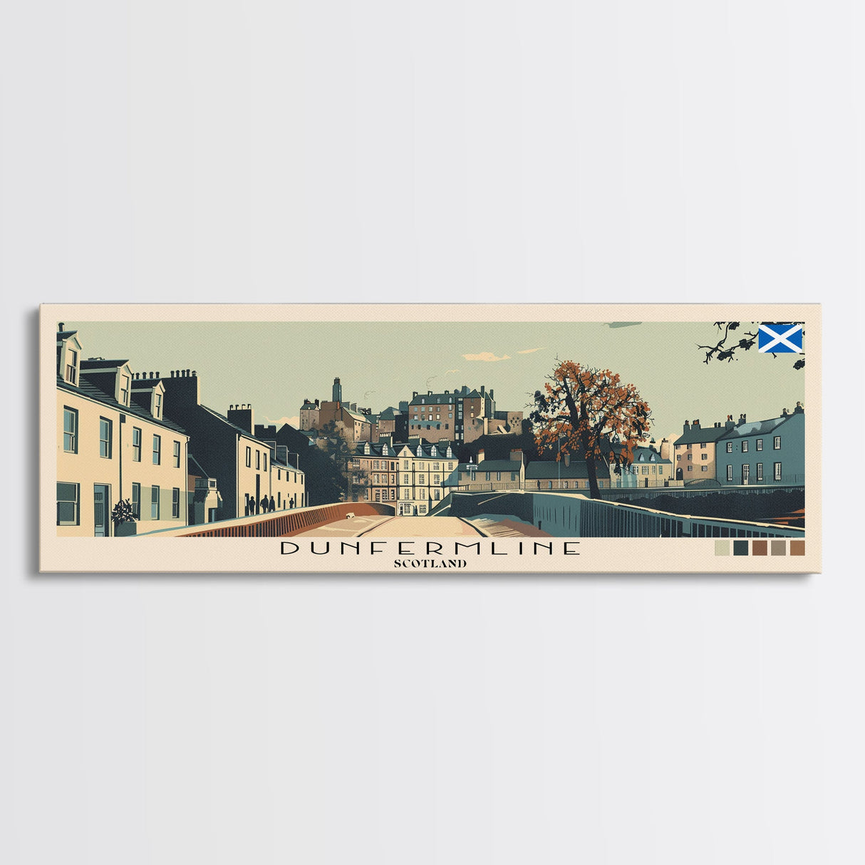 Dunfermline, Scotland Panoramic Canvas Print, Dunfermline, Scotland Painting, Scotland Art, Dunfermline Travel Poster, Travel Art, Living Room Painting