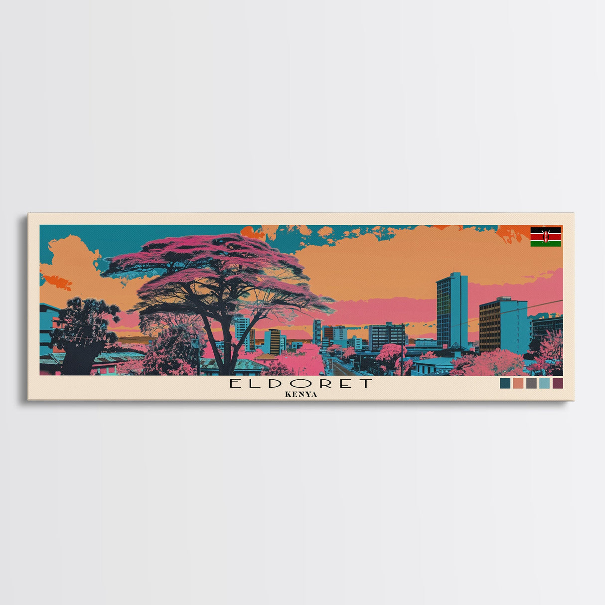 Eldoret, Kenya Panoramic Canvas Print, Eldoret, Kenya Painting, Kenya Art, Eldoret Travel Poster, Travel Art, Guest Room Painting