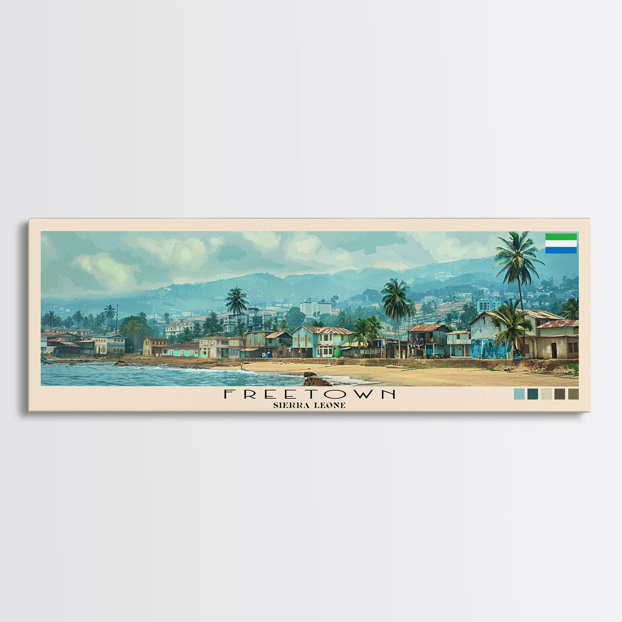 Freetown, Sierra Leone Panoramic Canvas Print, Freetown, Sierra Leone Painting, Sierra Leone Art, Freetown Travel Poster, Travel Art, Living Room Painting