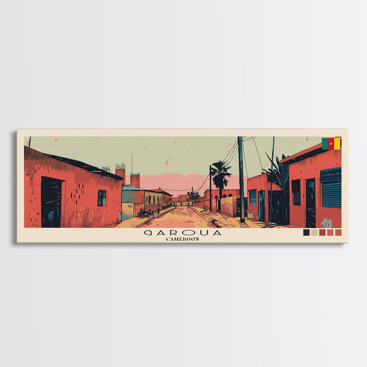 Garoua, Cameroon Panoramic Canvas Print, Garoua, Cameroon Painting, Cameroon Art, Garoua Travel Poster, Travel Art, Guest Room Painting