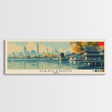 Hangzhou, China Panoramic Canvas Print, Hangzhou, China Painting, China Art, Hangzhou Travel Poster, Travel Art, Housewarming Gift