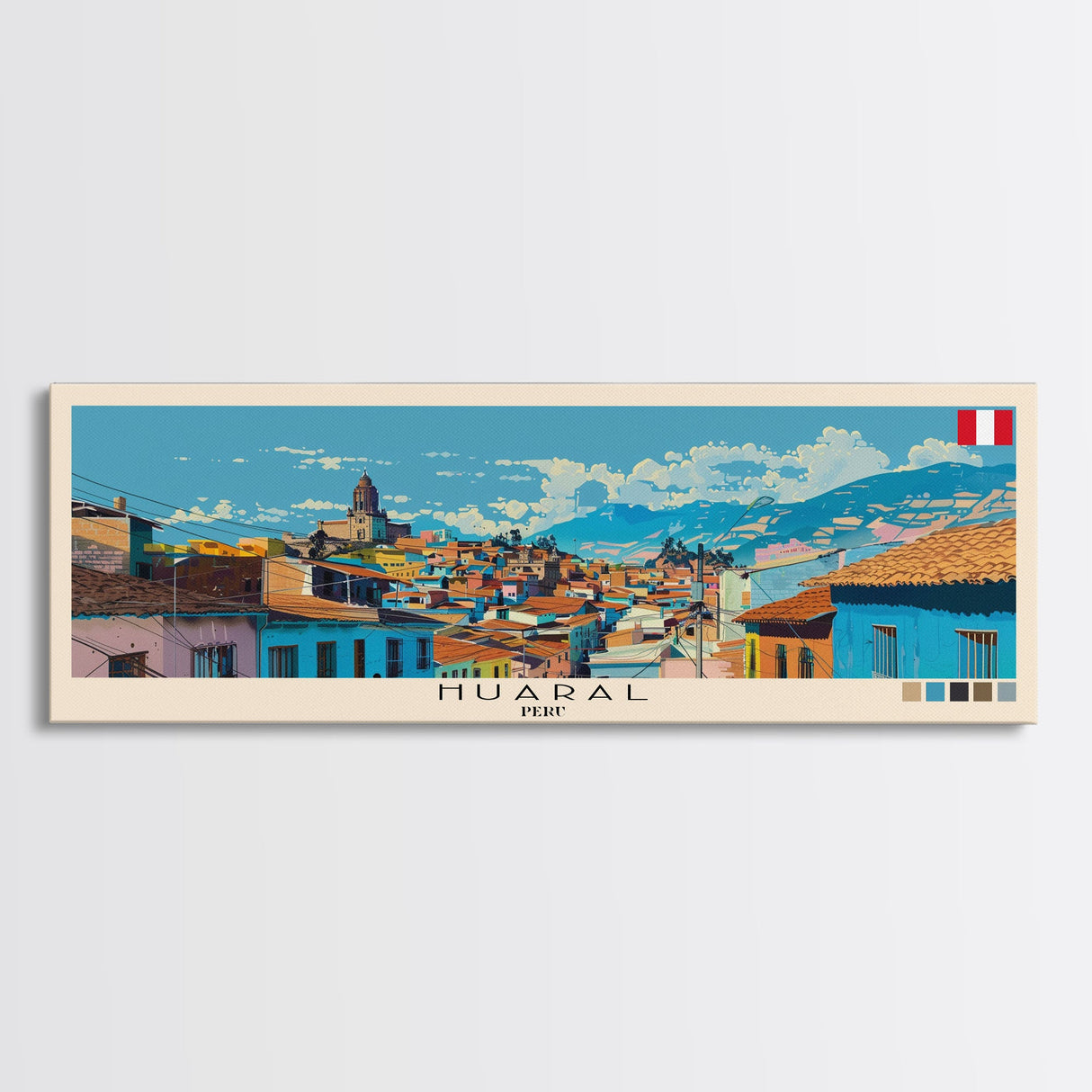 Huaral, Peru Panoramic Canvas Print, Huaral, Peru Painting, Peru Art, Huaral Travel Poster, Travel Art, Housewarming Gift