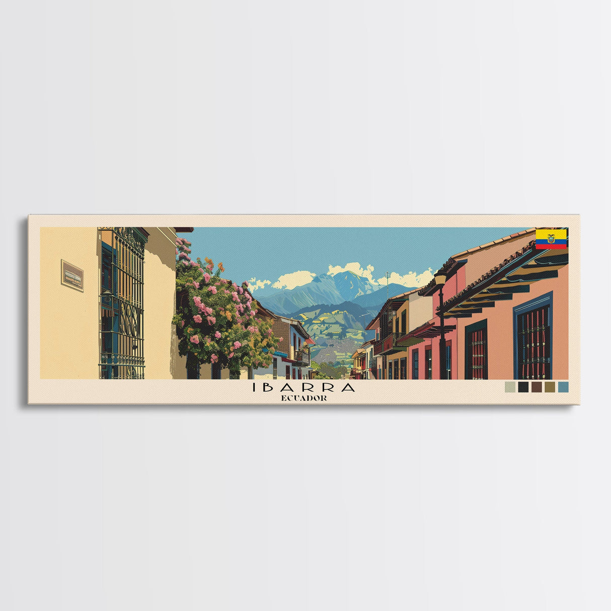 Ibarra, Ecuador Panoramic Canvas Print, Ibarra, Ecuador Painting, Ecuador Art, Ibarra Travel Poster, Travel Art, Housewarming Gift