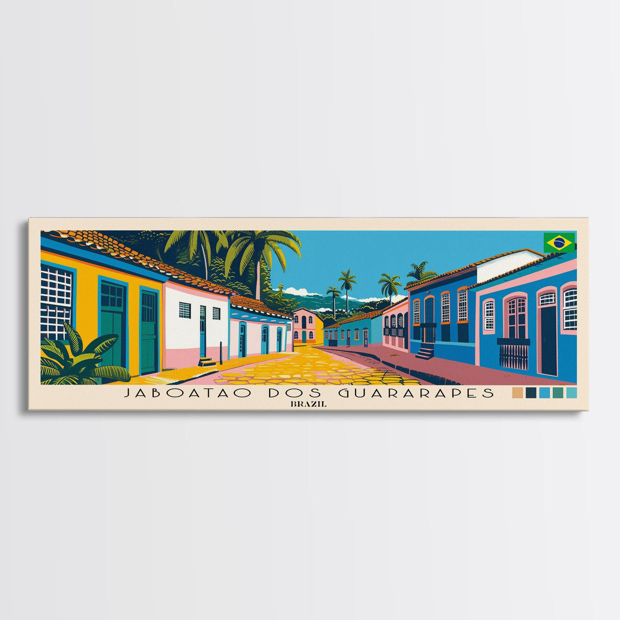 Jaboatao dos Guararapes, Brazil Panoramic Canvas Print, Jaboatao dos Guararapes, Brazil Painting, Brazil Art, Jaboatao dos Guararapes Travel Poster, Travel Art, Housewarming Gift