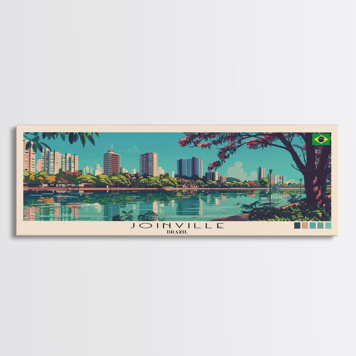 Joinville, Brazil Panoramic Canvas Print, Joinville, Brazil Painting, Brazil Art, Joinville Travel Poster, Travel Art, Guest Room Painting