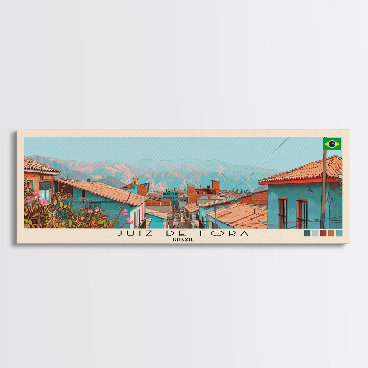 Juiz de Fora, Brazil Panoramic Canvas Print, Juiz de Fora, Brazil Painting, Brazil Art, Juiz de Fora Travel Poster, Travel Art, Housewarming Gift