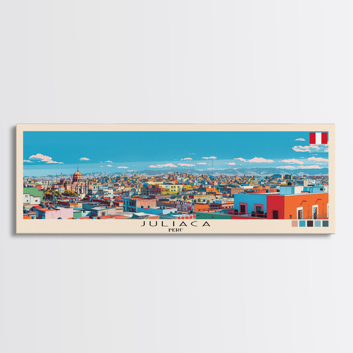 Juliaca, Peru Panoramic Canvas Print, Juliaca, Peru Painting, Peru Art, Juliaca Travel Poster, Travel Art, Guest Room Painting