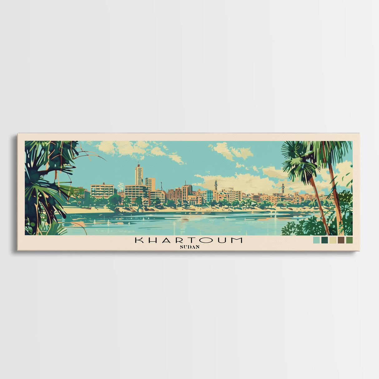 Khartoum,  Sudan Panoramic Canvas Print, Khartoum,  Sudan Painting,  Sudan Art, Khartoum Travel Poster, Travel Art, Living Room Painting