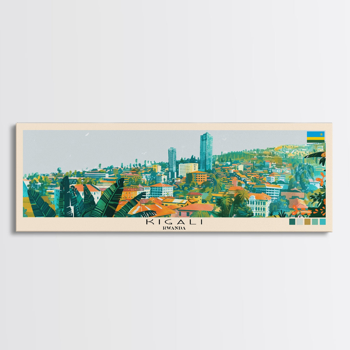 Kigali, Rwanda Panoramic Canvas Print, Kigali, Rwanda Painting, Rwanda Art, Kigali Travel Poster, Travel Art, Housewarming Gift