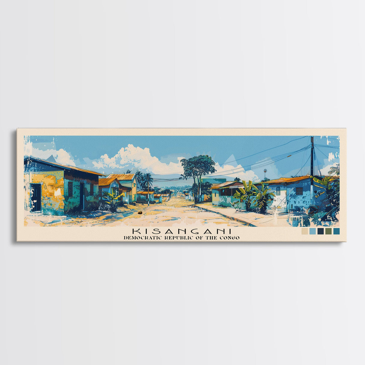 Kisangani, Congo Panoramic Canvas Print, Kisangani, Congo Painting, Congo Art, Kisangani Travel Poster, Travel Art, Vacation Gift