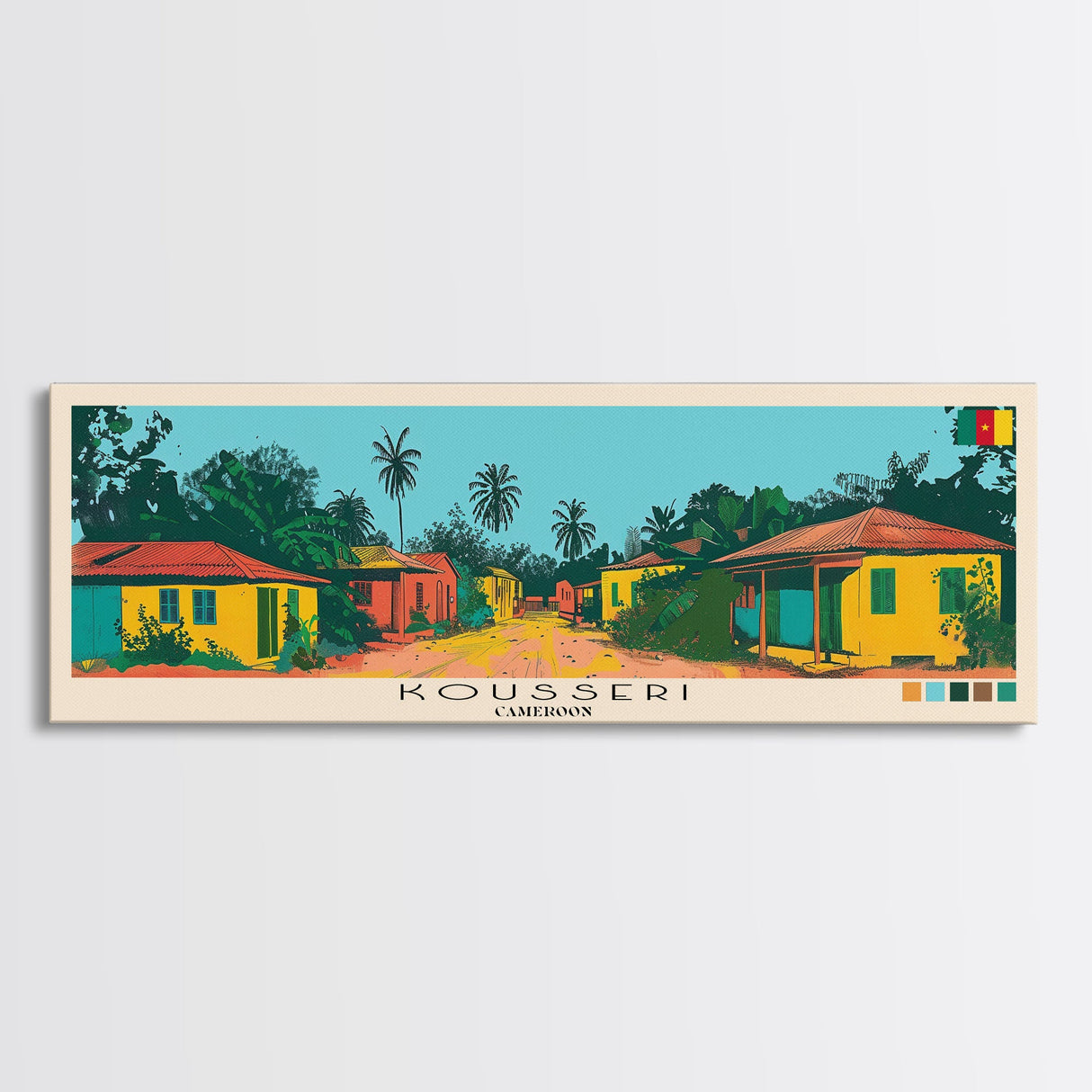 Kousseri, Cameroon Panoramic Canvas Print, Kousseri, Cameroon Painting, Cameroon Art, Kousseri Travel Poster, Travel Art, Housewarming Gift