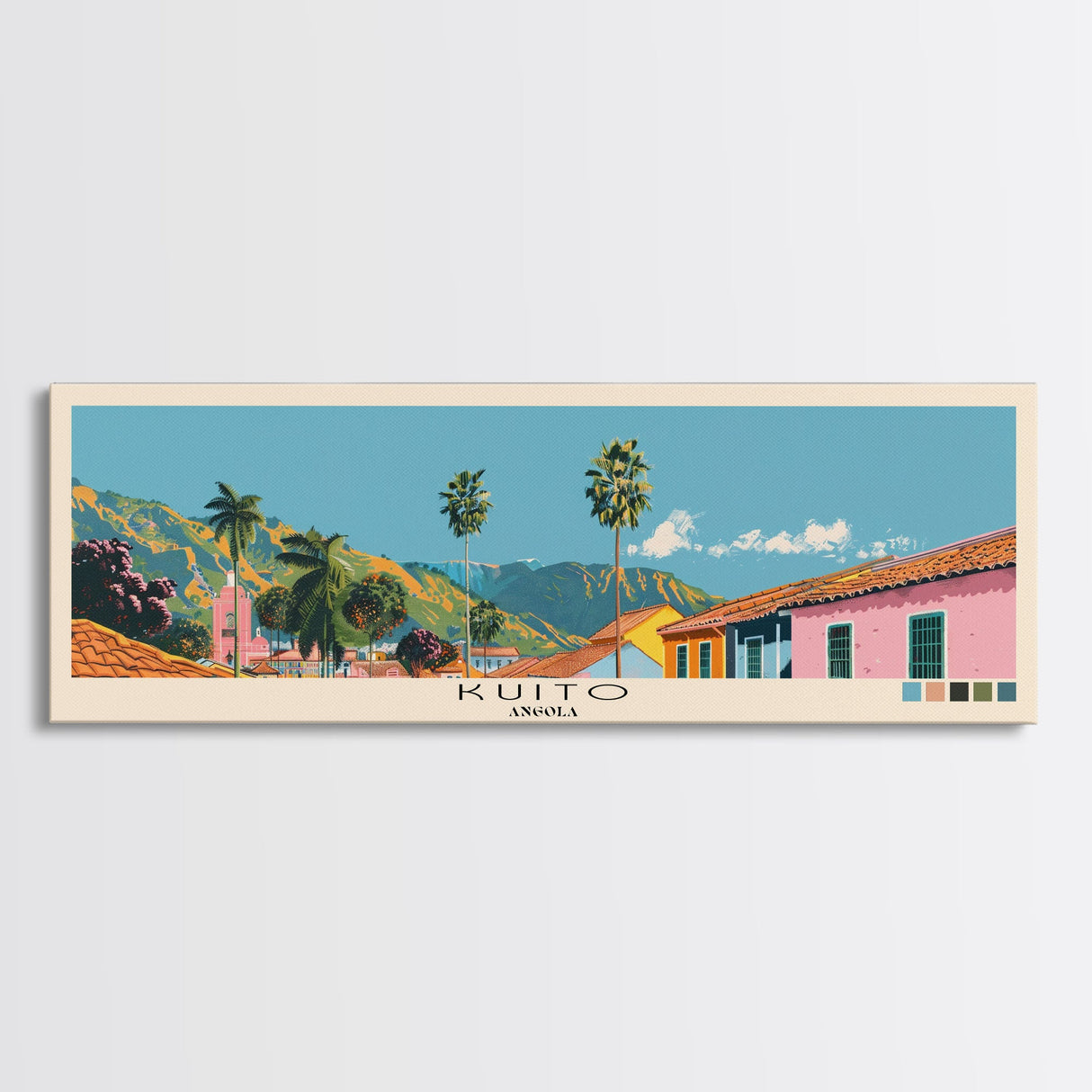 Kuito, Angola Panoramic Canvas Print, Kuito, Angola Painting, Angola Art, Kuito Travel Poster, Travel Art, Vacation Gift