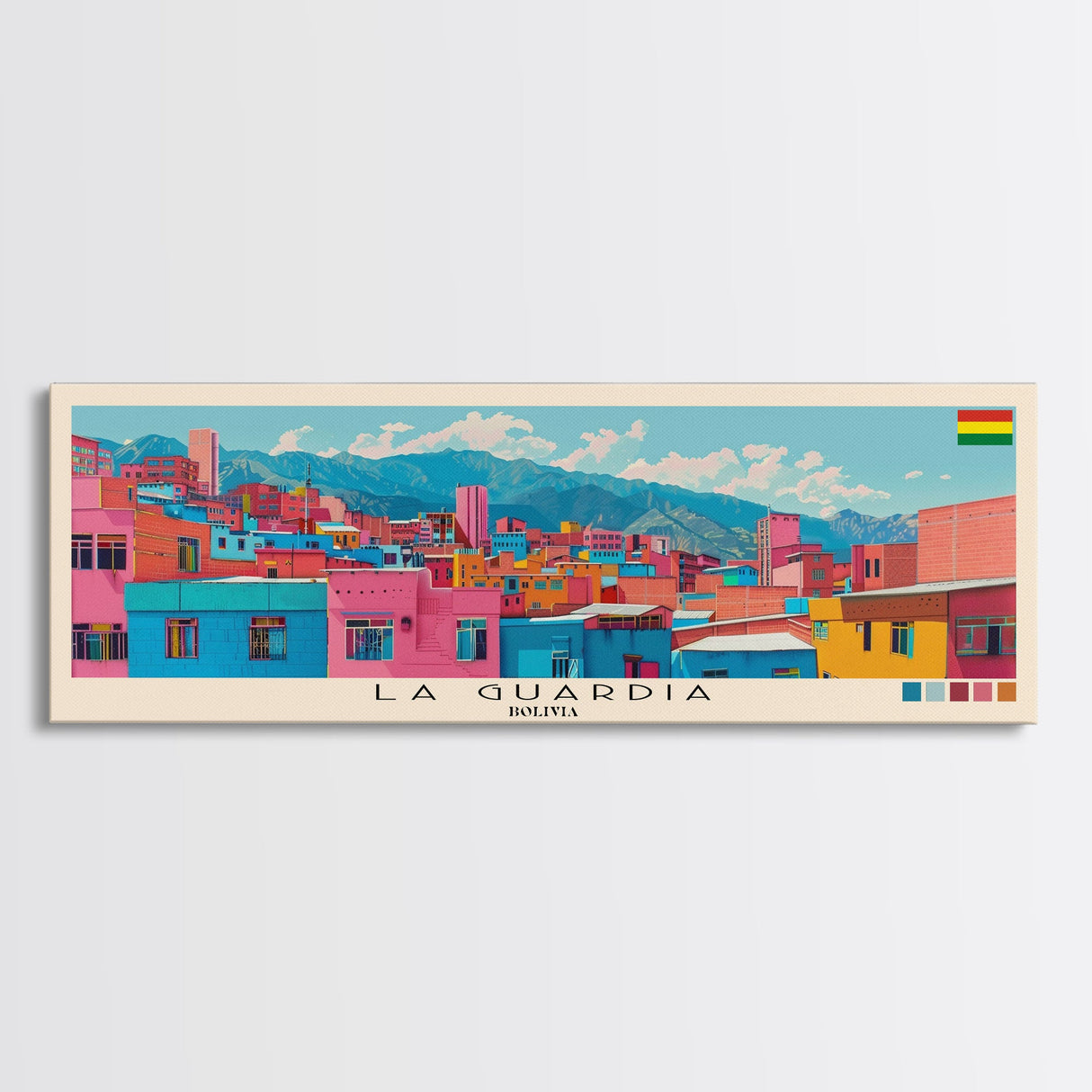 La Guardia, Bolivia Panoramic Canvas Print, La Guardia, Bolivia Painting, Bolivia Art, La Guardia Travel Poster, Travel Art, Guest Room Painting