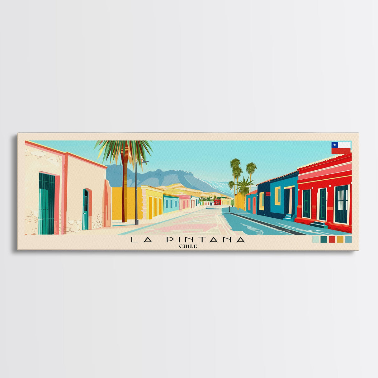 La Pintana, Chile Panoramic Canvas Print, La Pintana, Chile Painting, Chile Art, La Pintana Travel Poster, Travel Art, Living Room Painting