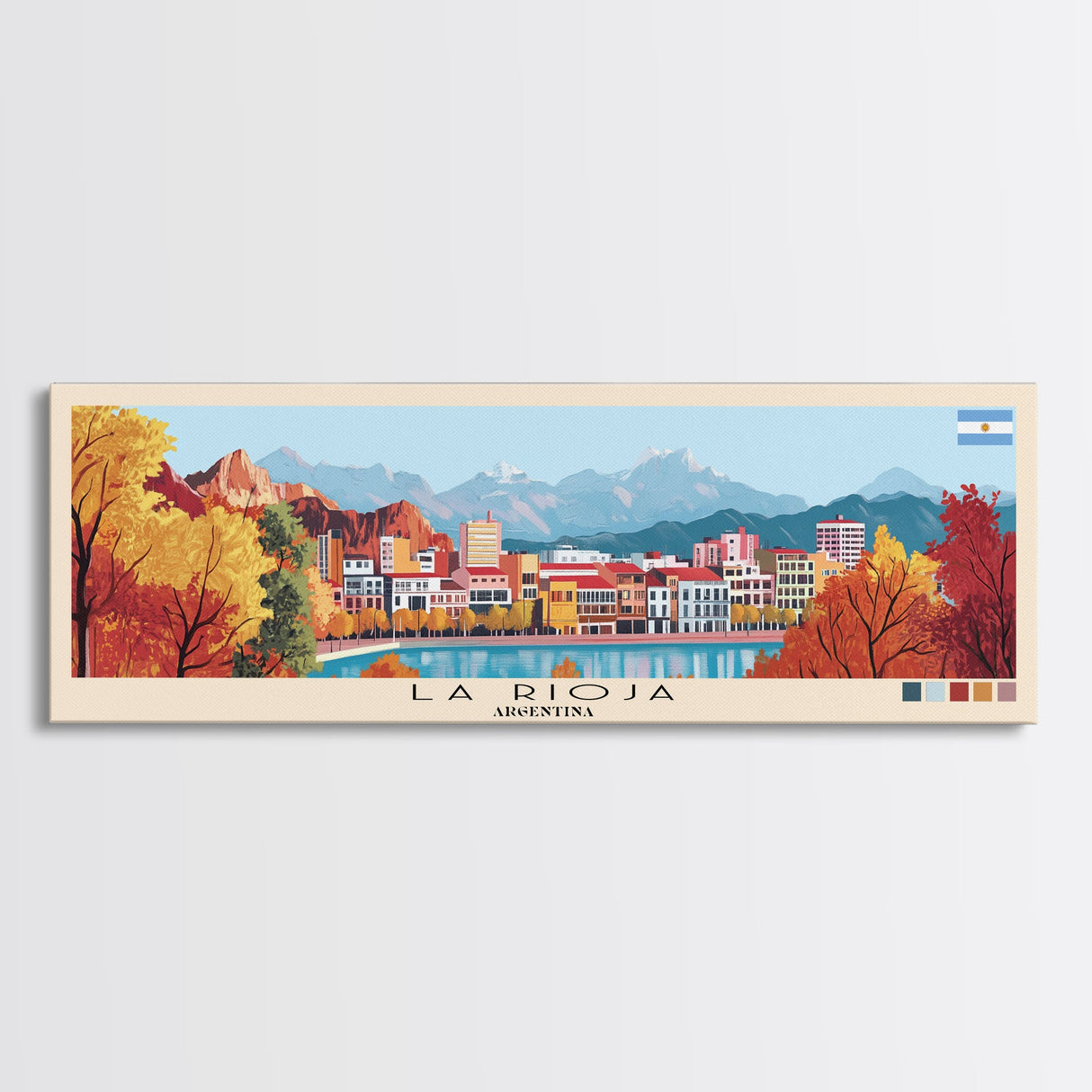 La Rioja, Argentina Panoramic Canvas Print, La Rioja, Argentina Painting, Argentina Art, La Rioja Travel Poster, Travel Art, Guest Room Painting