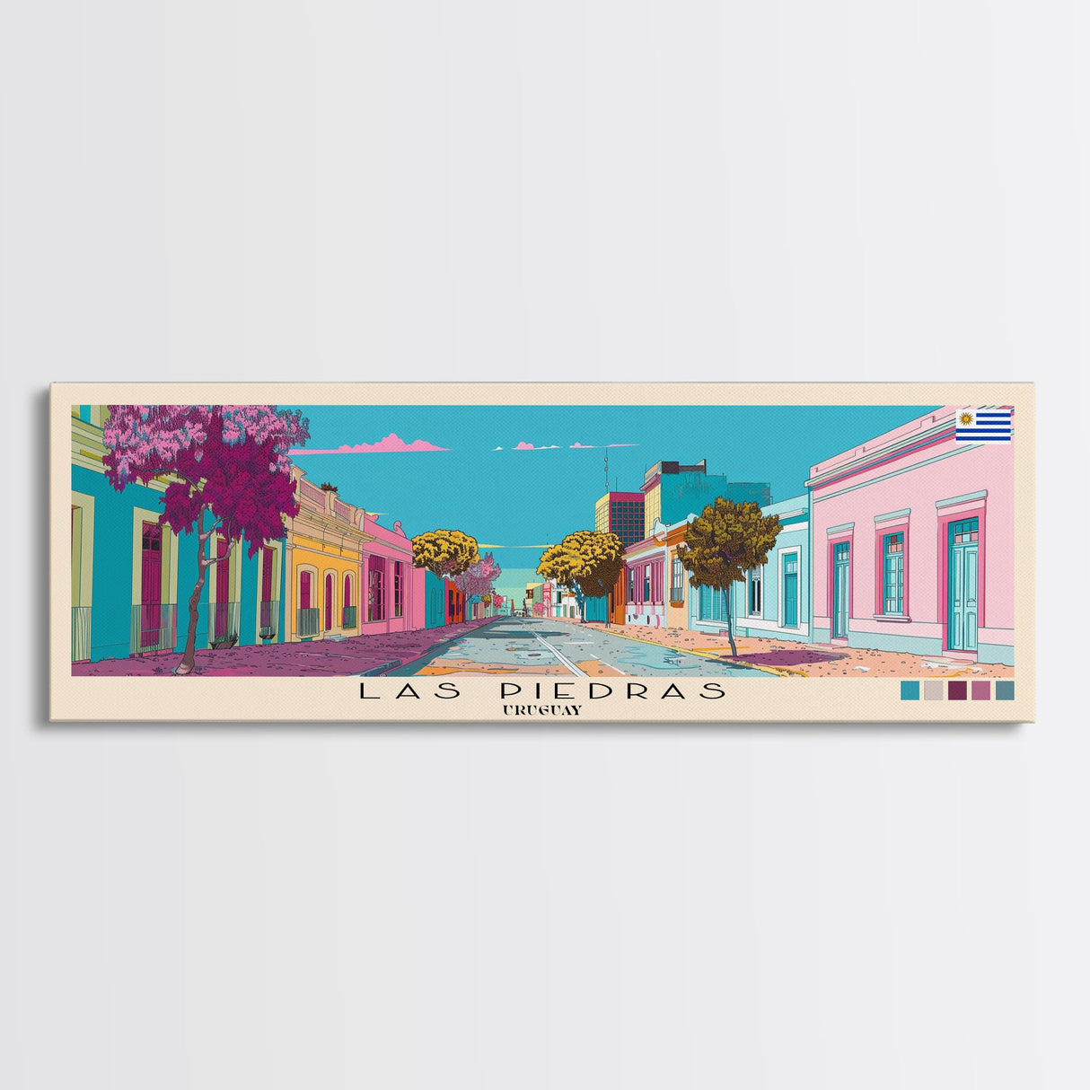 Las Piedras, Uruguay Panoramic Canvas Print, Las Piedras, Uruguay Painting, Uruguay Art, Las Piedras Travel Poster, Travel Art, Living Room Painting