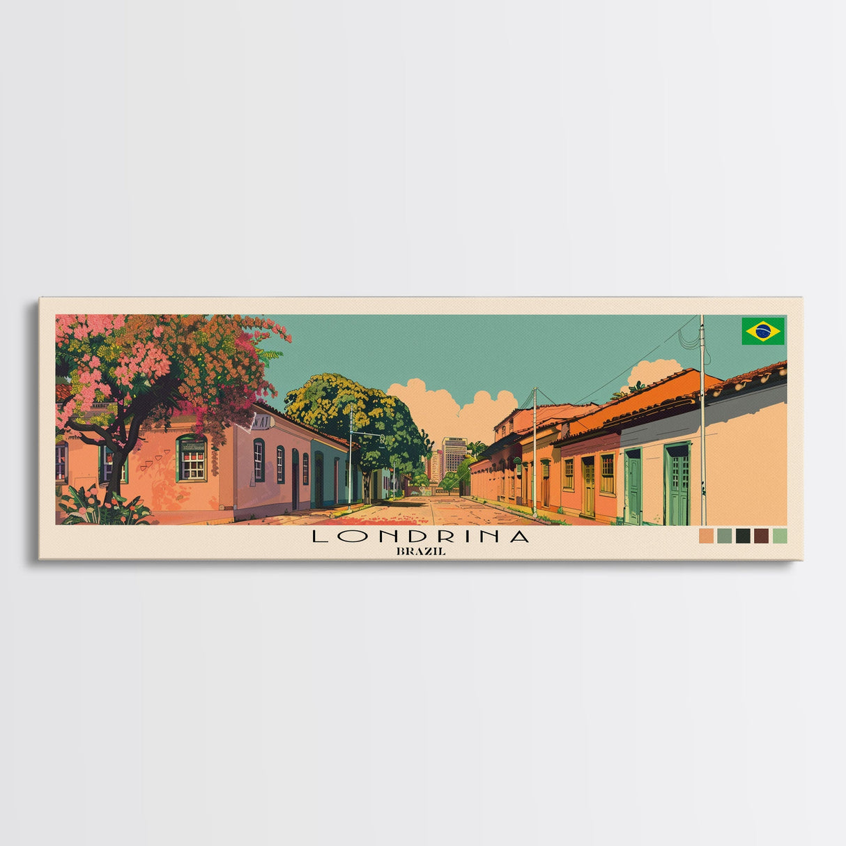 Londrina, Brazil Panoramic Canvas Print, Londrina, Brazil Painting, Brazil Art, Londrina Travel Poster, Travel Art, Guest Room Painting