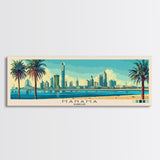 Manama, Bahrain Panoramic Canvas Print, Manama, Bahrain Painting, Bahrain Art, Manama Travel Poster, Travel Art, Guest Room Painting