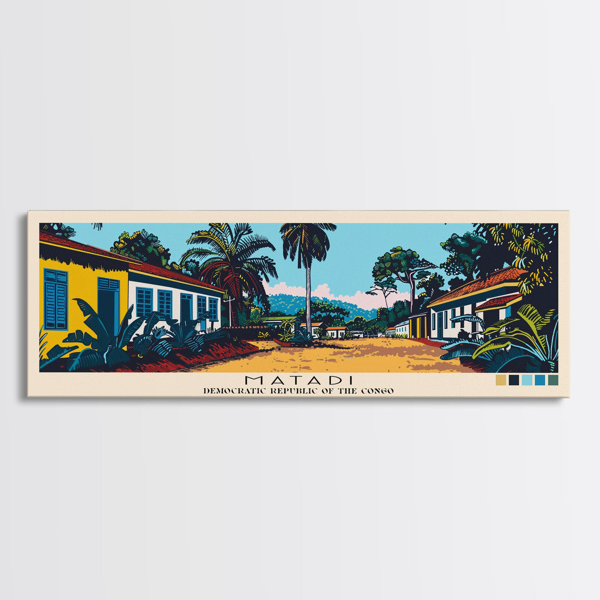 Matadi, Congo Panoramic Canvas Print, Matadi, Congo Painting, Congo Art, Matadi Travel Poster, Travel Art, Guest Room Painting