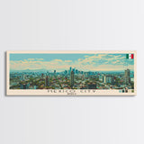 Mexico City, Mexico Panoramic Canvas Print, Mexico City, Mexico Painting, Mexico Art, Mexico City Travel Poster, Travel Art, Guest Room Painting