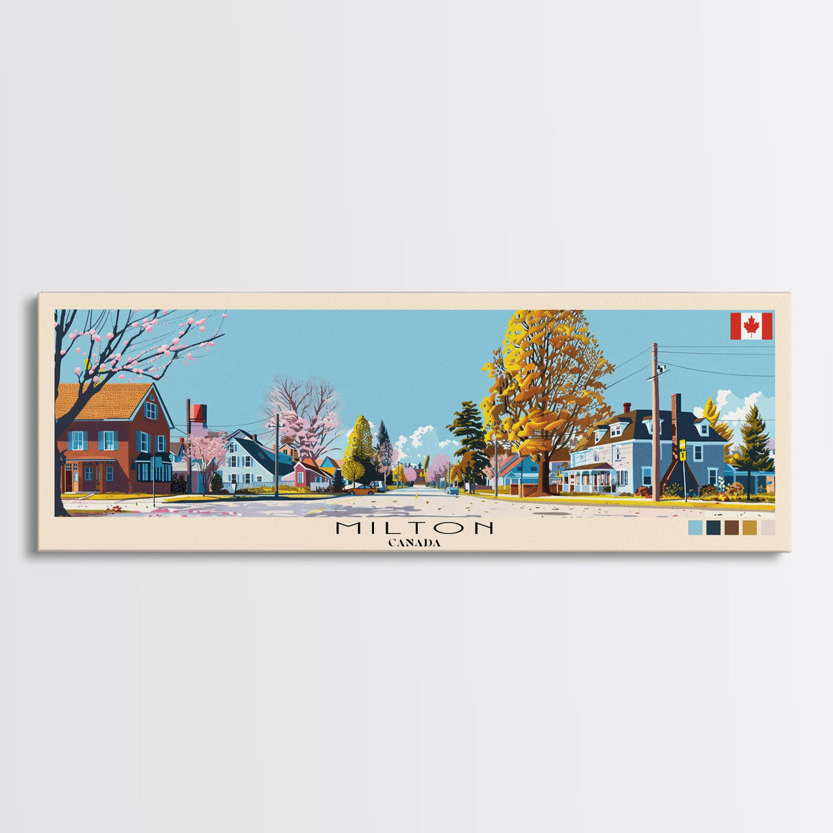 Milton, Canada Panoramic Canvas Print, Milton, Canada Painting, Canada Art, Milton Travel Poster, Travel Art, Living Room Painting