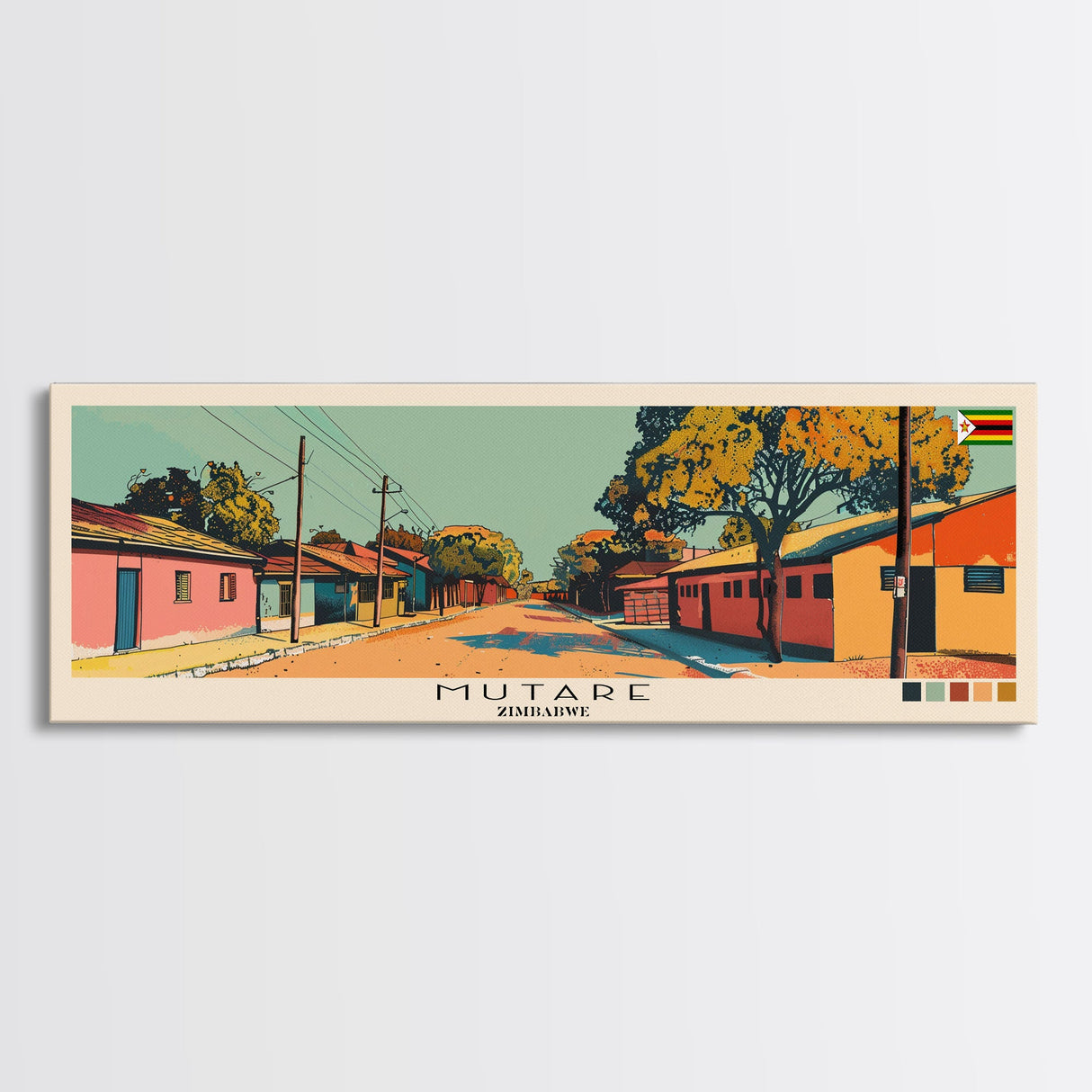 Mutare, Zimbabwe Panoramic Canvas Print, Mutare, Zimbabwe Painting, Zimbabwe Art, Mutare Travel Poster, Travel Art, Vacation Gift