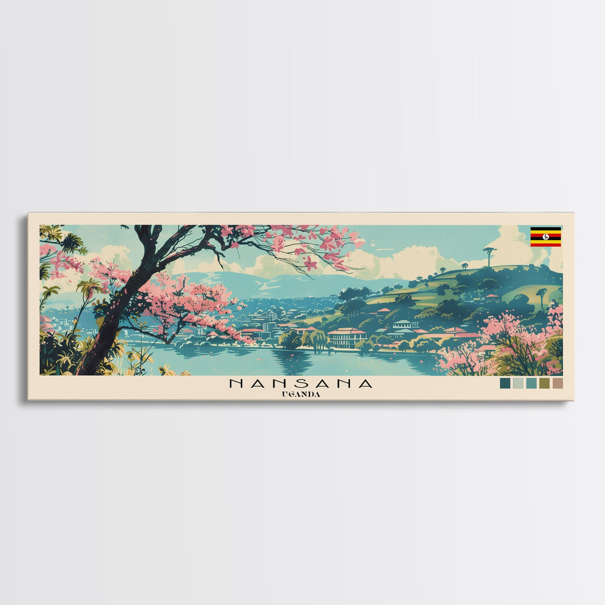 Nansana, Uganda Panoramic Canvas Print, Nansana, Uganda Painting, Uganda Art, Nansana Travel Poster, Travel Art, Guest Room Painting